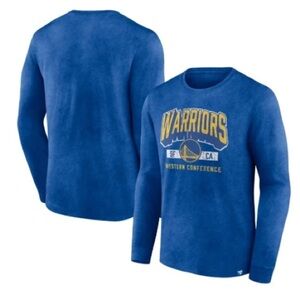 NEW - Mens Fanatics Heather Royal Distressed GoldenStateWarriors Long Sleeve Tee